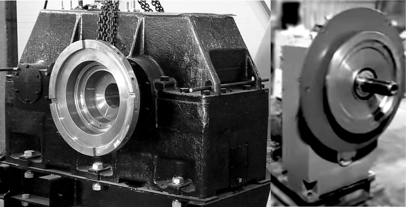 comparison of gear reducer sizes for OGM-1.5 and GRACH-480 pellet mills with the same ring die size