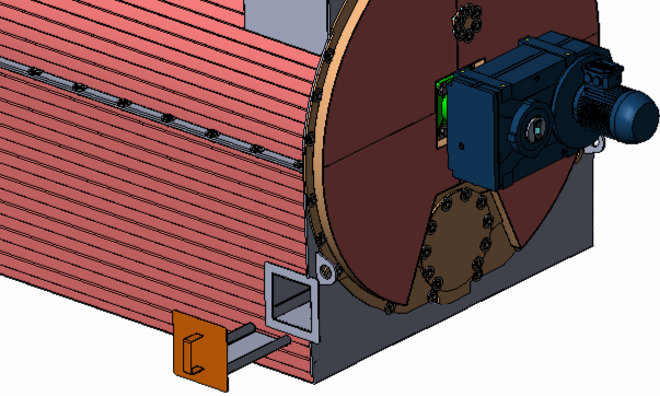 sliding tray of the stone catcher in the rotary bucket dryer